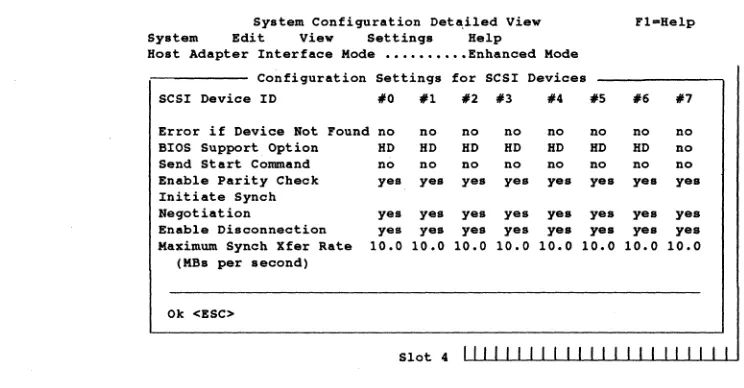 Figure 3-6. -Enhanced Mode SCSI Configuration Screen 