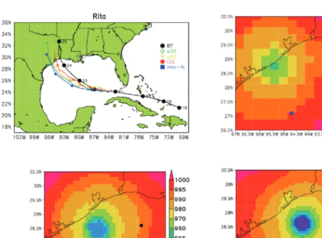 FIGURE 2.7 Four-day forecasts of Hurricane Rita initialized at 0000 UTC September 21, 2005