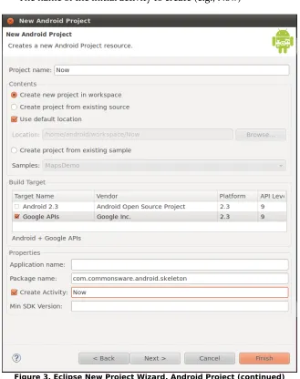 Figure 3. Eclipse New Project Wizard, Android Project (continued)