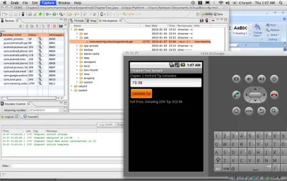 Figure 2.5 DDMS perspective with an application running in the Android emulator
