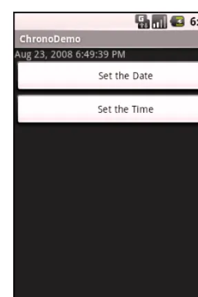 Figure 9–2. The same application, showing the date picker dialog 