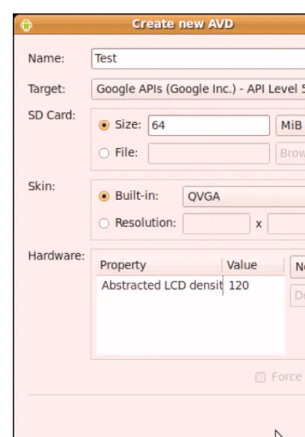 Figure 2-2. Adding an AVD 