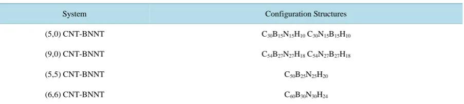 Table 1. The configuration structures of the studied CNT-BNNT heterojunctions.                                     