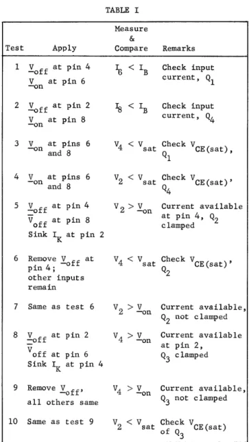 Figure  15,  Schematic  of  the  "F"  Element.  In  steps  3  and  4,  minimum  turn-on  voltages  are  again  applied  to  the  "outside"  transistors, 