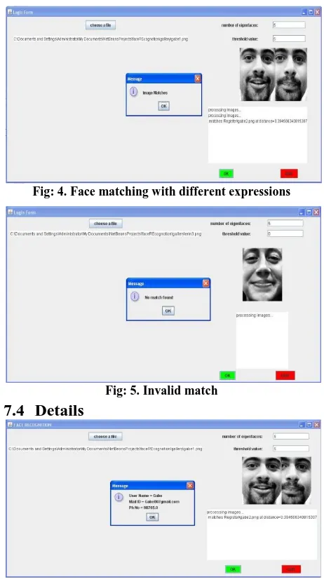 Fig: 4. Face matching with different expressions 