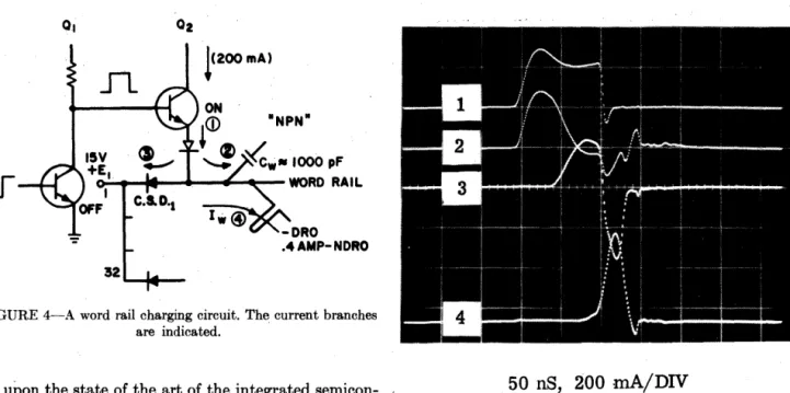 FIGURE 4-A word  rail  charging circuit.  The current  branches  are  indicated. 