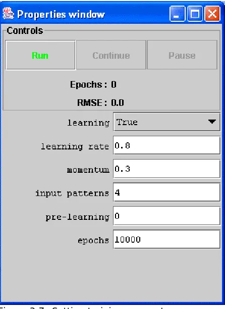 Figure 3.7: Setting training parameters 