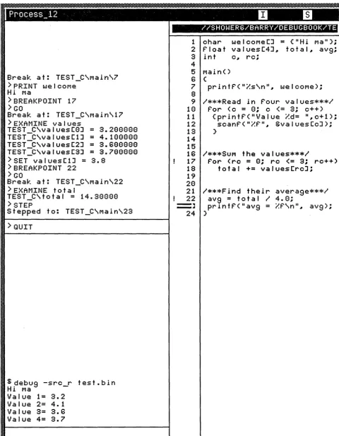 Figure 1-2. A DEBUG Session With a Simple C Program 