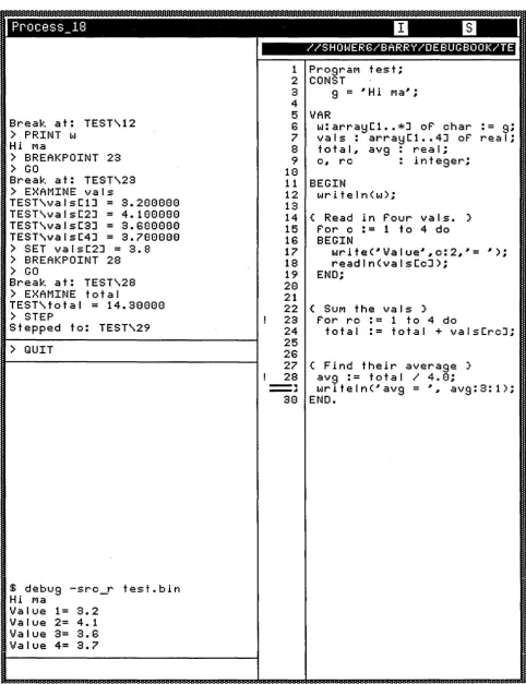Figure 1-3. A DEBUG Session With a Simple Pascal Program 