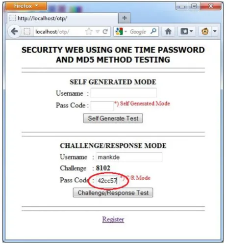 Figure 8 : Pass Code in Challenge/Response on Mobile Token 