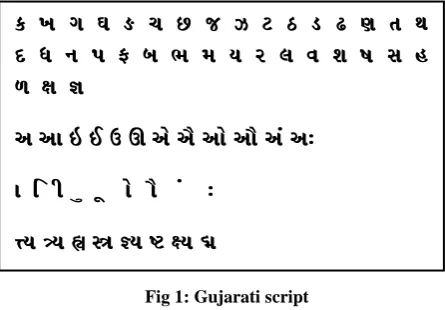 Fig 1: Gujarati script 