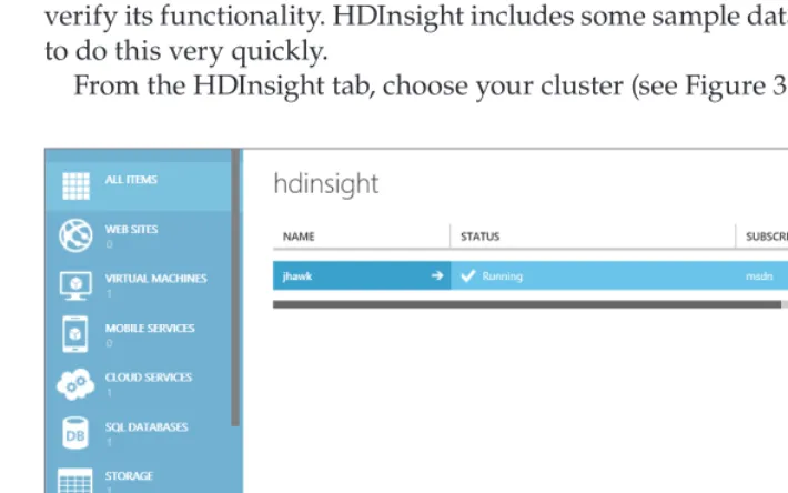 Figure 3.13:  HDInsight Service interface.