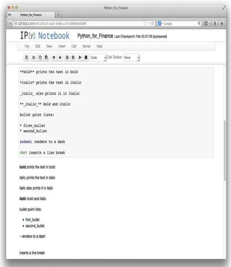 Figure 2-4. Screenshot of IPython Notebook with Markdown rendering