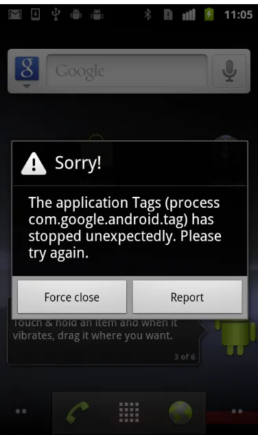 Figure 9: Tags application dying