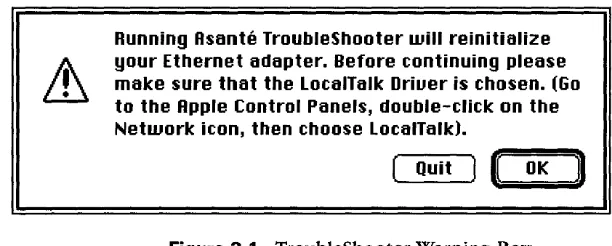 Figure 3-1 TroubleShooter Warning Box 