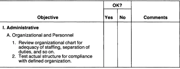 Figure 1-2. Sample EDP Audit Objectives Form 