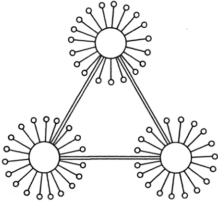 Figure 1. Communications Network Including Three Interconnected Switching Centers 
