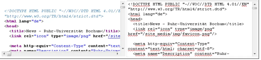Figure 2.5.: Content extraction code of Listing 2.18 displayed with Mozilla Firefox 3.6.3