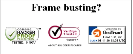 Figure 3.1.: Logos of the certiﬁcation authorities Comodo, Verisign and Geotrust loaded by iframes dis-played with the web browser Google Chrome 8.0 beta