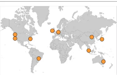 Figure 2-2. AWS region data centers mapped (not pictured: GovCloud region)