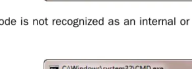 Figure 1.5    Node is not recognized as an internal or external command.   