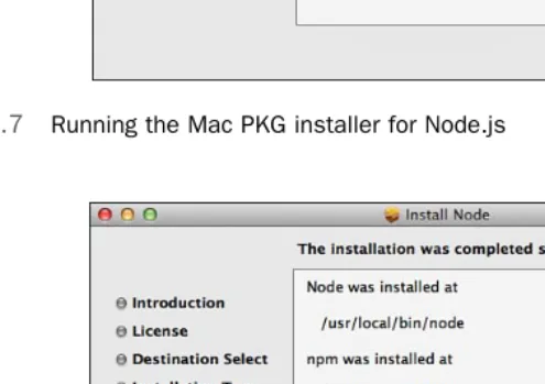 Figure 1.7    Running the Mac PKG installer for Node.js   