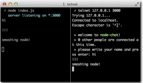 Figure 6-10: On the left, the chat messages are now output as utf8-encoded strings.