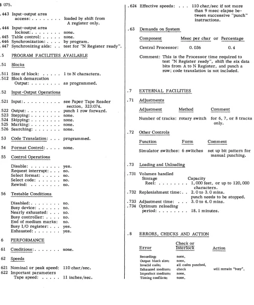 Table control: . . Synchronization: . Synchronizing aids: 