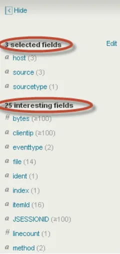 Figure 3-3. Side bar with selected and interesting fields