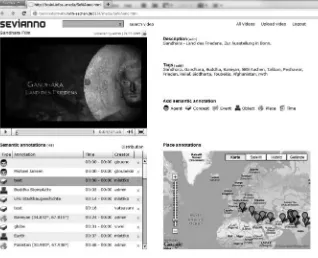 FIGURE 3.5 The SeViAnno user interface with a video player, video information and video list, user-created annotations, and Google map mash-up for place annotations.