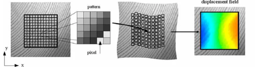Fig. 4. Principle of the correlation algorithm. Subdivision of an image into several patterns