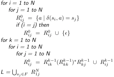 Figure 2.13: From a dfa to a re