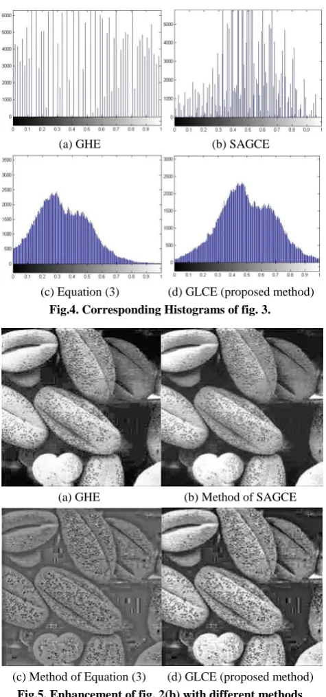 Fig.4. Corresponding Histograms of fig. 3. 