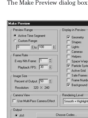 Figure QS-23: The Make Preview dialog box can produce a quick look at your animation sequence.