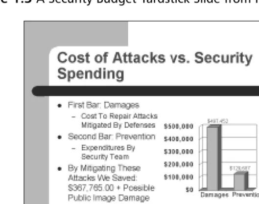 Figure 1.3 A Security Budget Yardstick Slide from PowerPoint