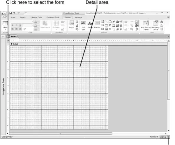 Figure 1.8Use the Design view todesign and customize allaspects of your form.