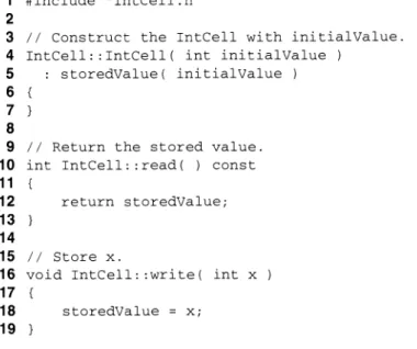 Figure 2.5  IntCell  class implementation in file  1ntCell.cpp. 