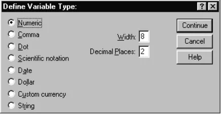 Figure 1.10: Defining the type of variable being used 