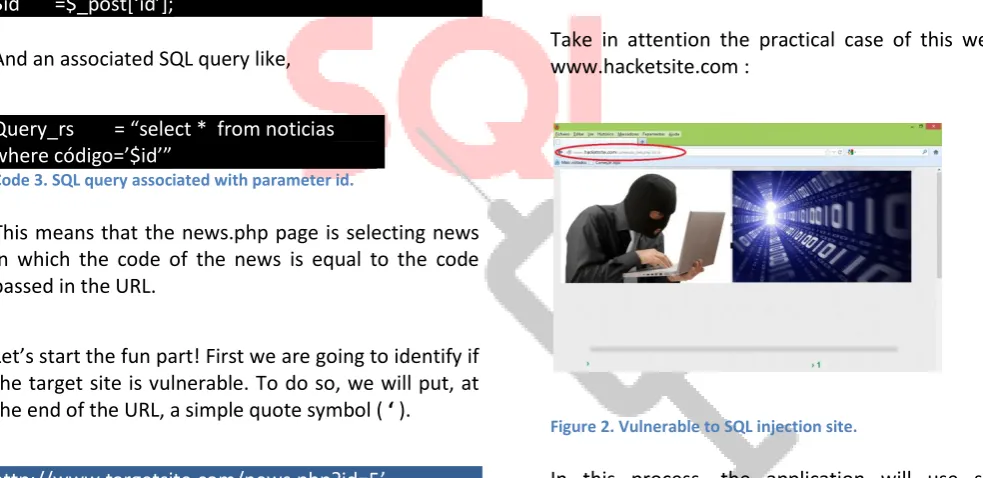 Figure 2. Vulnerable to SQL injection site. 