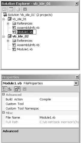 Figure 2-14. Solution Explorer and Properties windows for File Properties