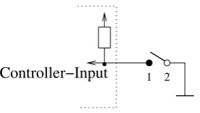Figure 2.12: Attaching a switch to an input pin with activated pull-up resistor.