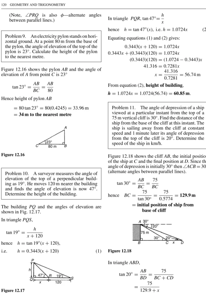 Figure 12.16 shows the pylon AB and the angle of elevation of A from point C is 23 ◦