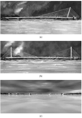 FIGURE 1.3 Options considered for the Pitt River Bridge: (a) single tower cable-stayed bridge, (b) double-tower cable-stayed bridge, and (c) girder bridges [1].