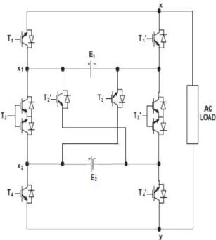 Fig. 3. Single-phase inverter based on the proposed topology with two input sources and eight switch network.