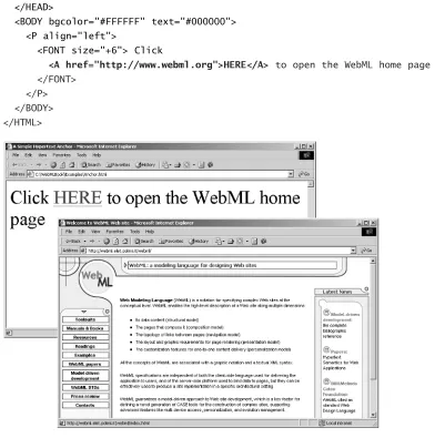 Figure 1.4HTML page containing a hypertext anchor.