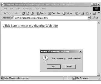 Figure 1.8Example of client-side scripting with the script in the head section.
