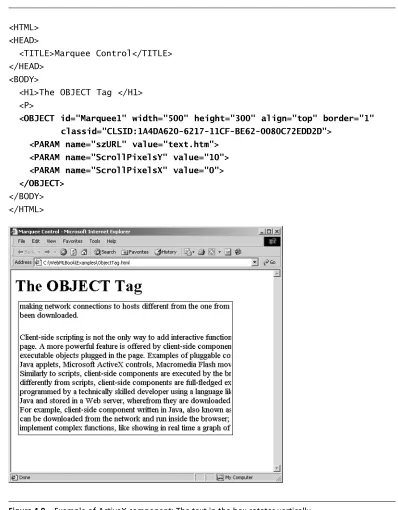 Figure 1.9Example of ActiveX component: The text in the box rotates vertically.