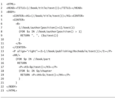 Figure 1.14Document transformation in XQuery.