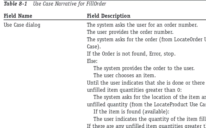Table 8-1Use Case Narrative for FillOrder