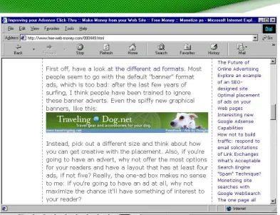 Fig 3.1  This banner ad stands out, but will it get clicked? Dave Taylor, best-selling technology writer and AdSense partner, stands up for text ads in this article at: 